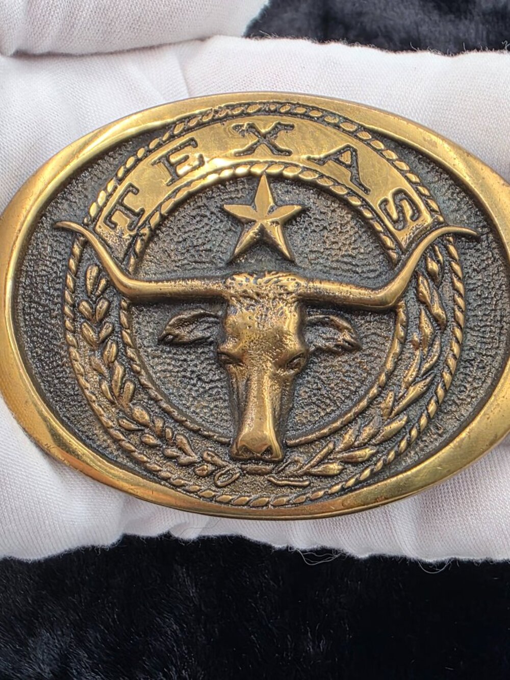 Texas Longhorn Brass Belt Buckle Vintage 1977 Heritage Mint Ltd USA Rare AE12636